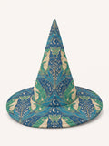Halloween Quilted Witch Hat with Gothic & Celestial Graphic Print