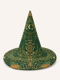 Halloween Quilted Witch Hat with Gothic & Celestial Graphic Print
