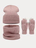 Ultra-Soft Knit Beanie Gloves Neck Warmer 3-in-1 Set