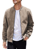 Vintage Suede Bomber Jacket (US Only) Jackets coofandy Taupe Brown S 