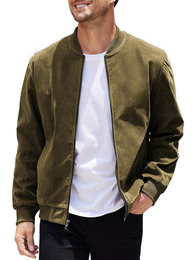 Vintage Suede Bomber Jacket (US Only) Jackets coofandy Army Green S 