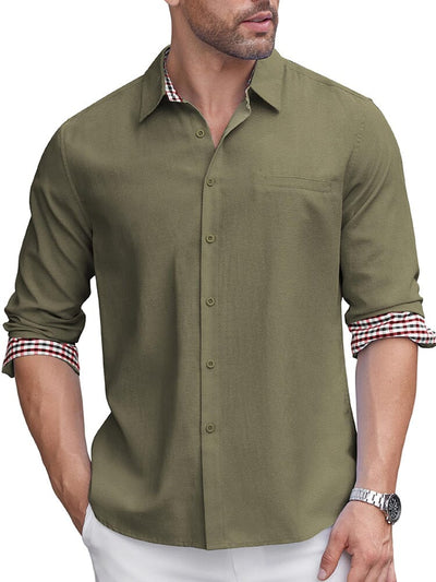 Classic Casual Plaid Splicing Shirt (US Only) Shirts coofandy Army Green S 