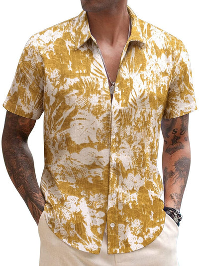 Casual Linen Blend Printed Shirt (US Only) Shirts coofandy PAT2 S 