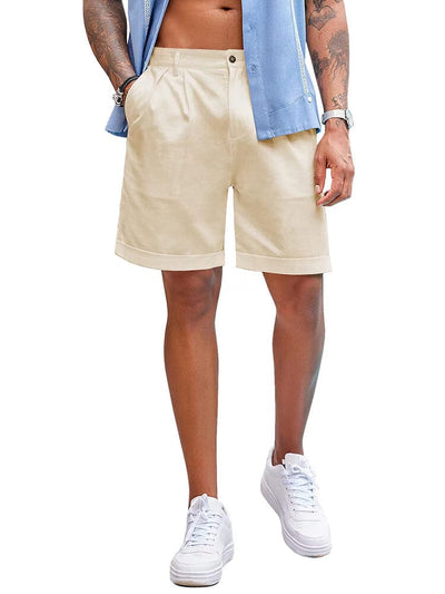 Classic Solid Linen Shorts (US Only) Shorts coofandy Beige S 