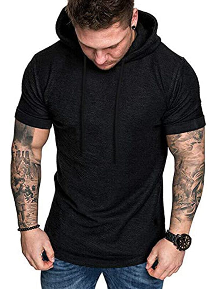 COOFANDY - Casual Solid Short Sleeves Sports Hoodie (US Only)