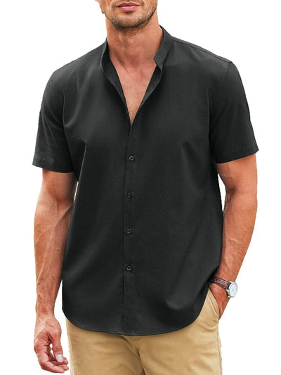 Classic Fit Linen Blend Shirt (US Only) Shirts coofandy Black S 