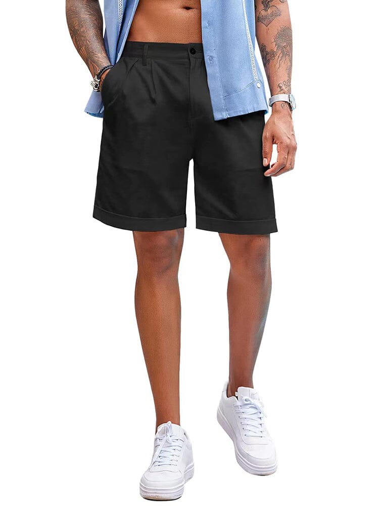 Classic Solid Linen Shorts (US Only) Shorts coofandy Black S 