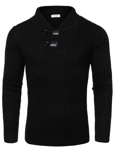 Stylish Shawl Collar Pullover Sweater (US Only) Sweater coofandy Black S 