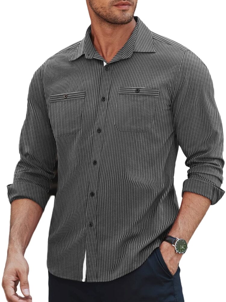 Cozy Soft Button Shirt (US Only) Shirts coofandy Black Stripe S 