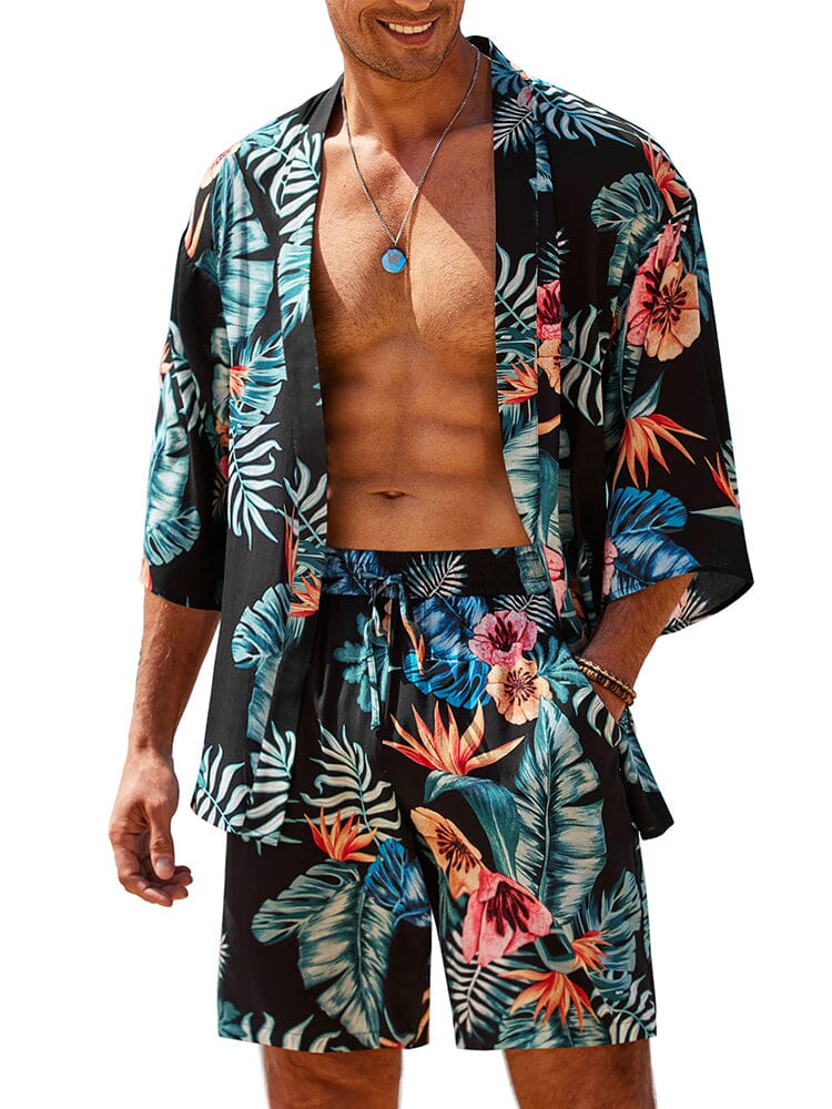 Casual Hawaiian Shirt Set (US Only) Beach Sets coofandy PAT4 S 