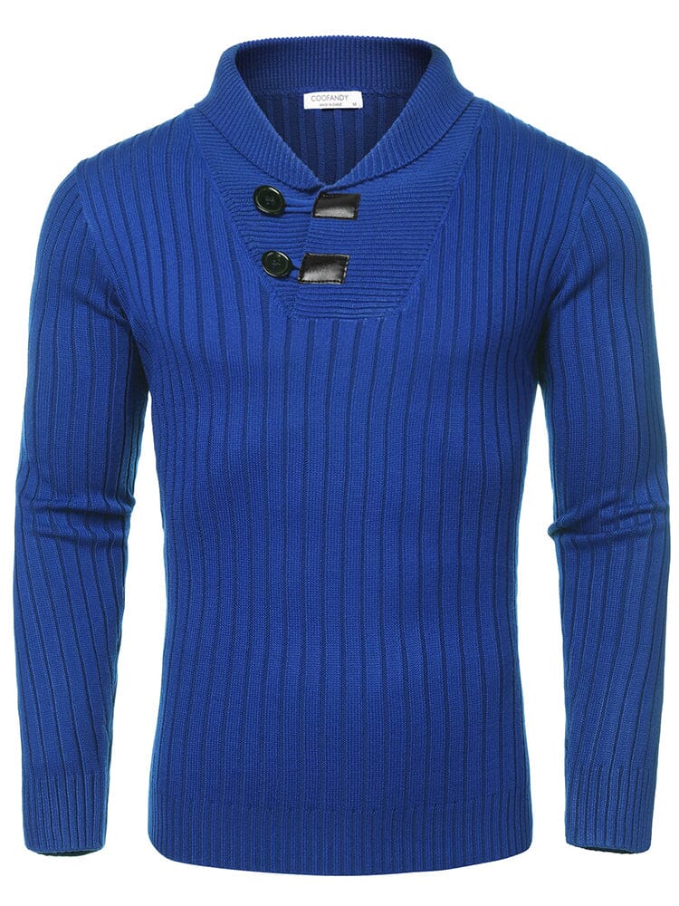Stylish Shawl Collar Pullover Sweater (US Only) Sweater coofandy Blue S 