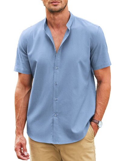 Classic Fit Linen Blend Shirt (US Only) Shirts coofandy Blue S 