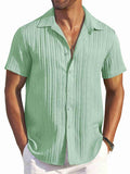 Casual Textured Summer Short Sleeve Beach Shirt (US Only)