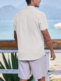 Casual Textured Summer Short Sleeve Beach Shirt (US Only)