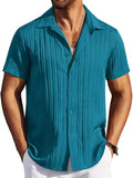Casual Textured Summer Short Sleeve Beach Shirt (US Only)
