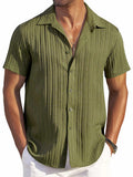 Casual Textured Summer Short Sleeve Beach Shirt (US Only)