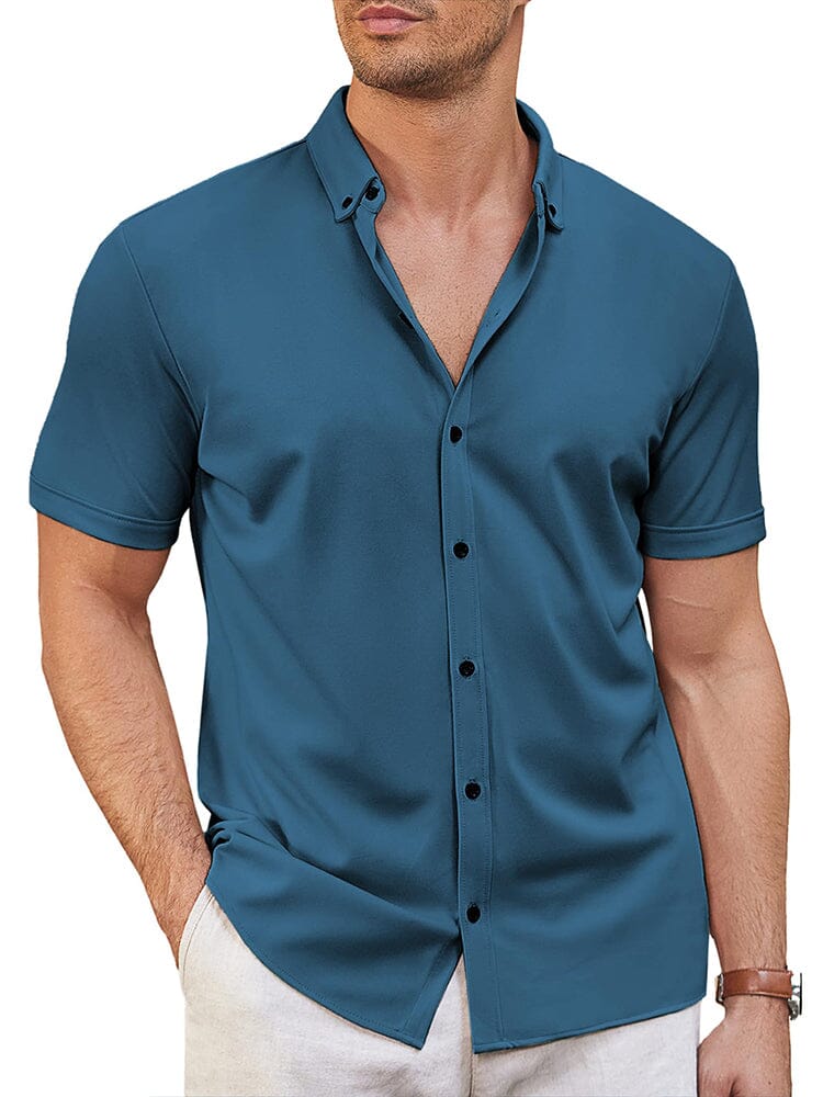 Casual Soft Wrinkle Free Shirt (US Only) Shirts coofandy Dark Blue S 