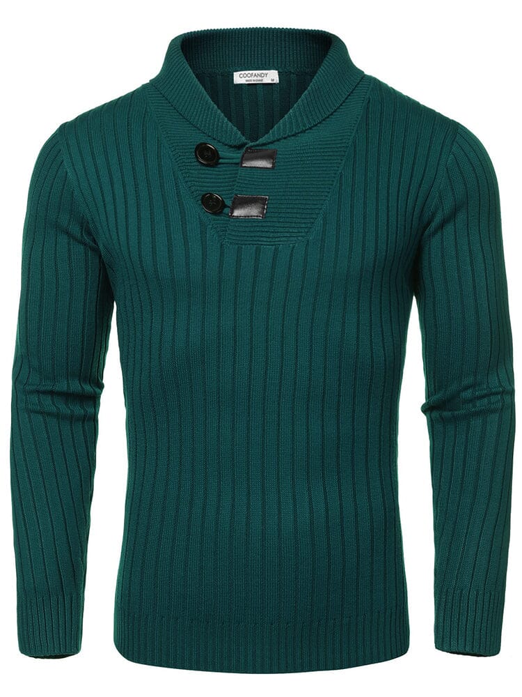 Stylish Shawl Collar Pullover Sweater (US Only) Sweater coofandy Dark Green S 