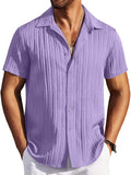 Casual Textured Summer Short Sleeve Beach Shirt (US Only)