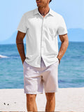 Casual Textured Summer Short Sleeve Beach Shirt (US Only)