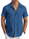 Casual Textured Summer Short Sleeve Beach Shirt (US Only)