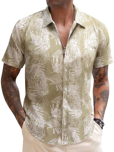 Casual Linen Blend Printed Shirt (US Only) Shirts coofandy PAT3 S 