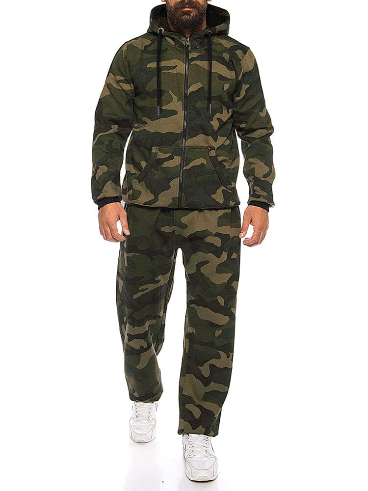 Casual 2-Piece Jogger Set (US Only) Sports Set coofandy Green Camo S 