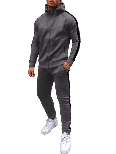 Casual 2-Piece Jogger Tracksuit Set (US Only) Sports Set coofandy Grey S 
