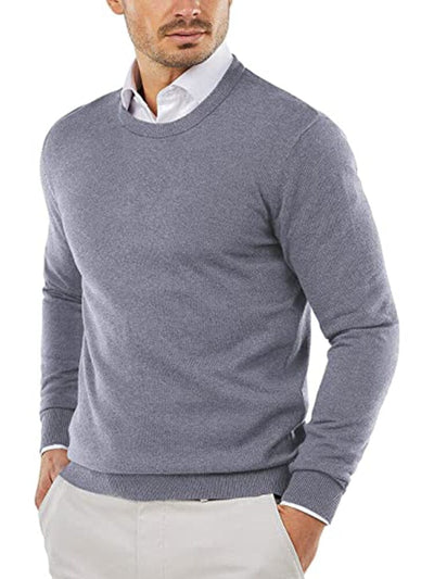 Trendy Crew Neck Pullover Knitted Sweater (US Only) Sweaters COOFANDY Store Grey XS 