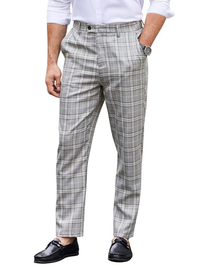 Casual Plaid Suit Pants (US Only) Pants coofandy Grey S 