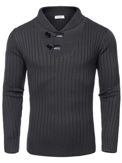 Stylish Shawl Collar Pullover Sweater (US Only) Sweater coofandy Dark Grey S 