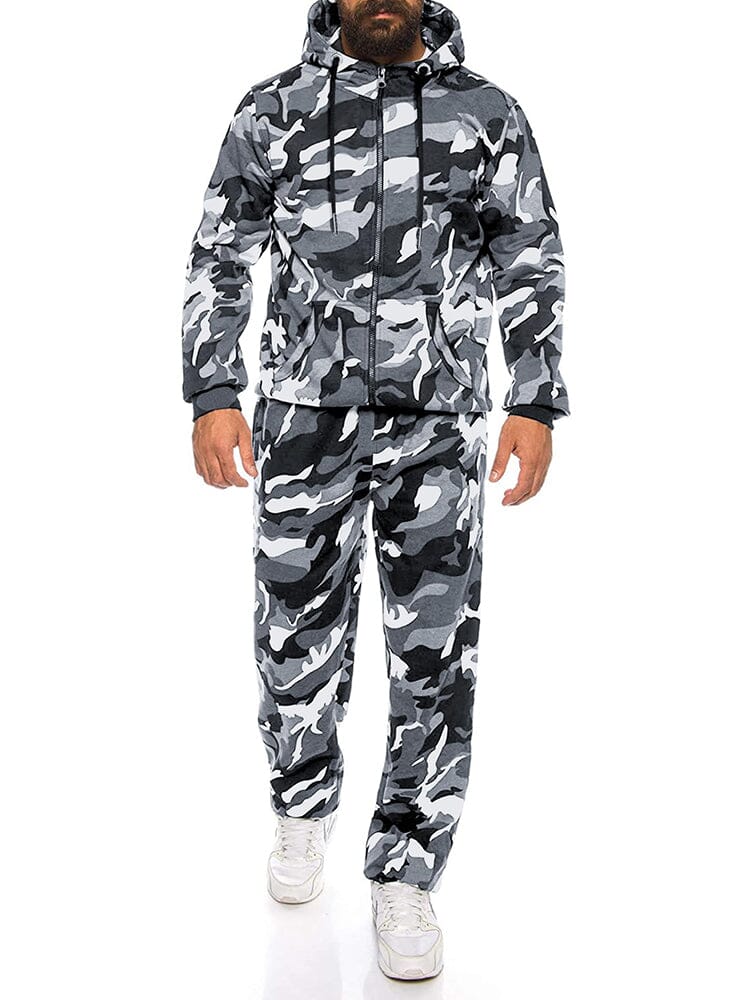 Casual 2-Piece Jogger Set (US Only) Sports Set coofandy Grey Camo S 