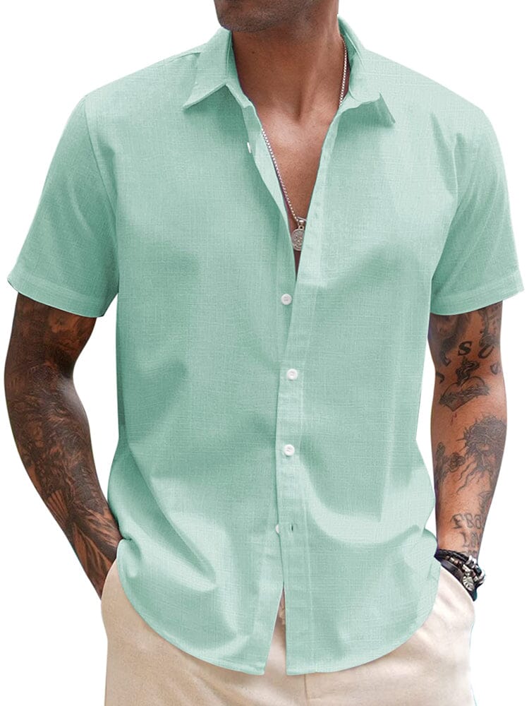 Casual Linen Blend Button Down Shirt (US Only) Shirts coofandy Light Green S 