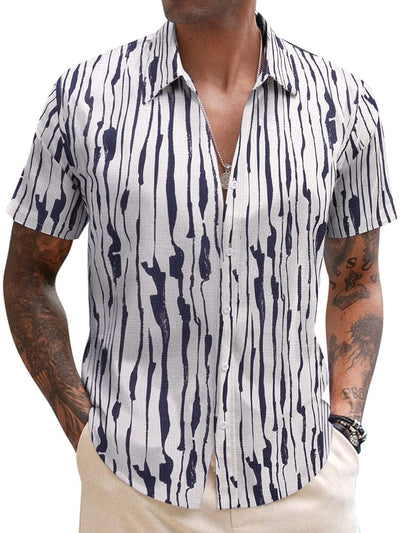 Casual Linen Blend Printed Shirt (US Only) Shirts coofandy PAT4 S 