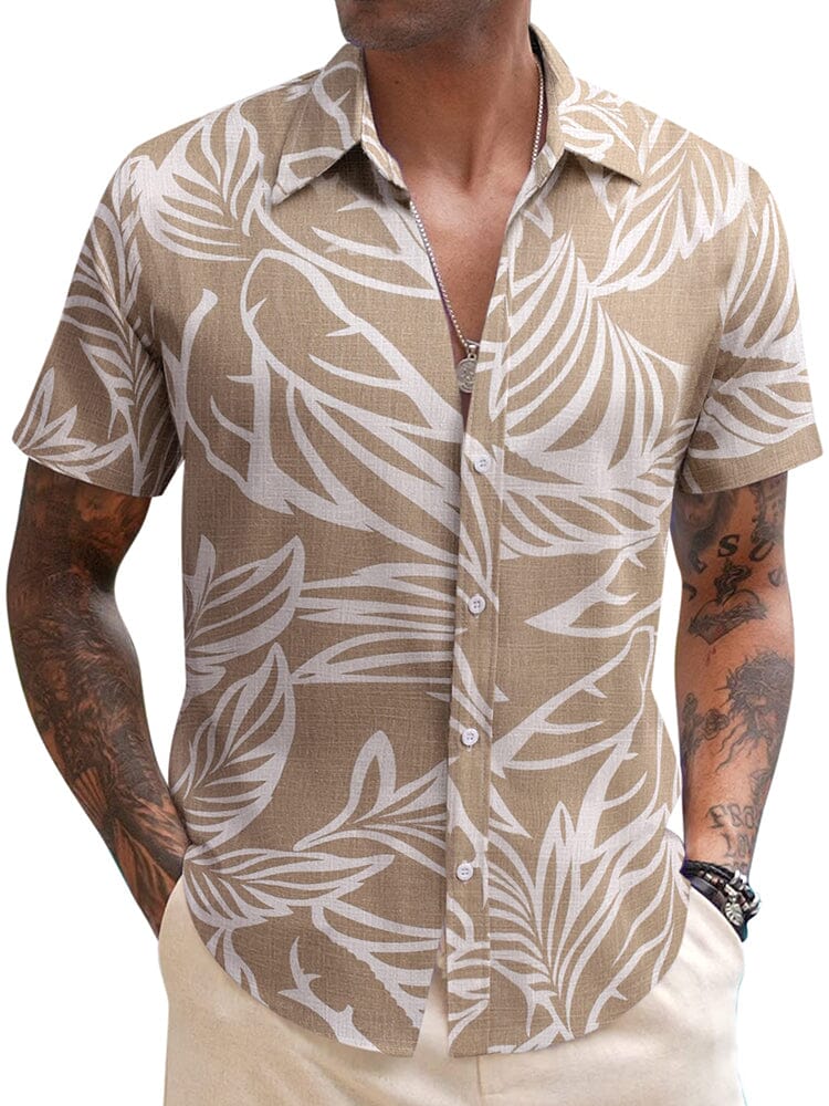 Casual Linen Blend Printed Shirt (US Only) Shirts coofandy PAT7 S 