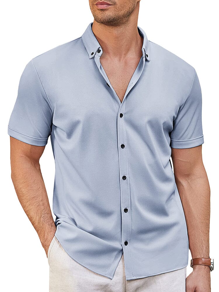 Casual Soft Wrinkle Free Shirt (US Only) Shirts coofandy Clear Blue S 