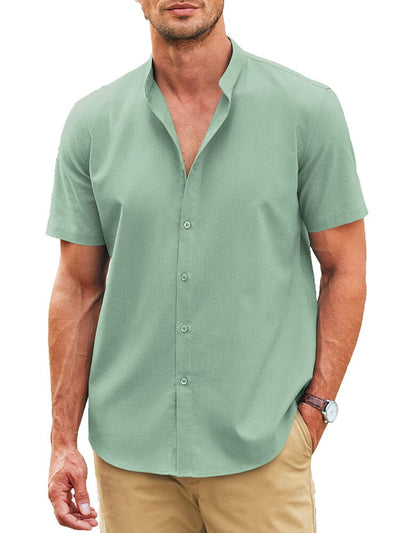 Classic Fit Linen Blend Shirt (US Only) Shirts coofandy Light Green S 