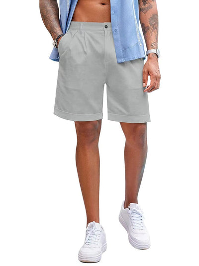 Classic Solid Linen Shorts (US Only) Shorts coofandy Light Grey S 