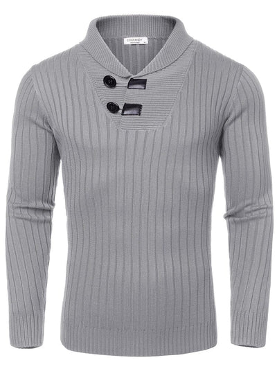 Stylish Shawl Collar Pullover Sweater (US Only) Sweater coofandy Light Grey S 