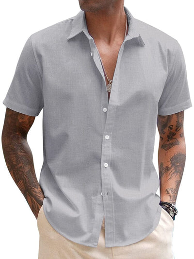 Casual Linen Blend Button Down Shirt (US Only) Shirts coofandy Light Grey S 
