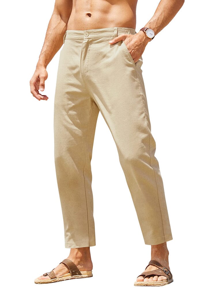 Classic Breathable Linen Pants (US Only) Pants coofandy Light Khaki S 