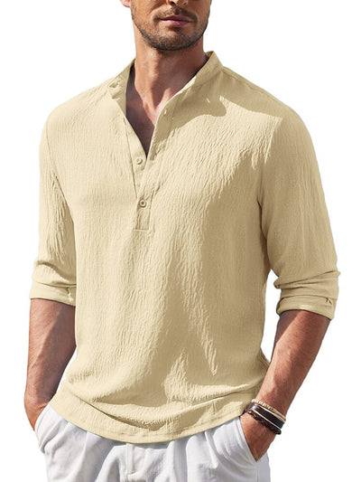 Casual Lightweight Henley Shirt (US Only) Shirts coofandy Beige S 