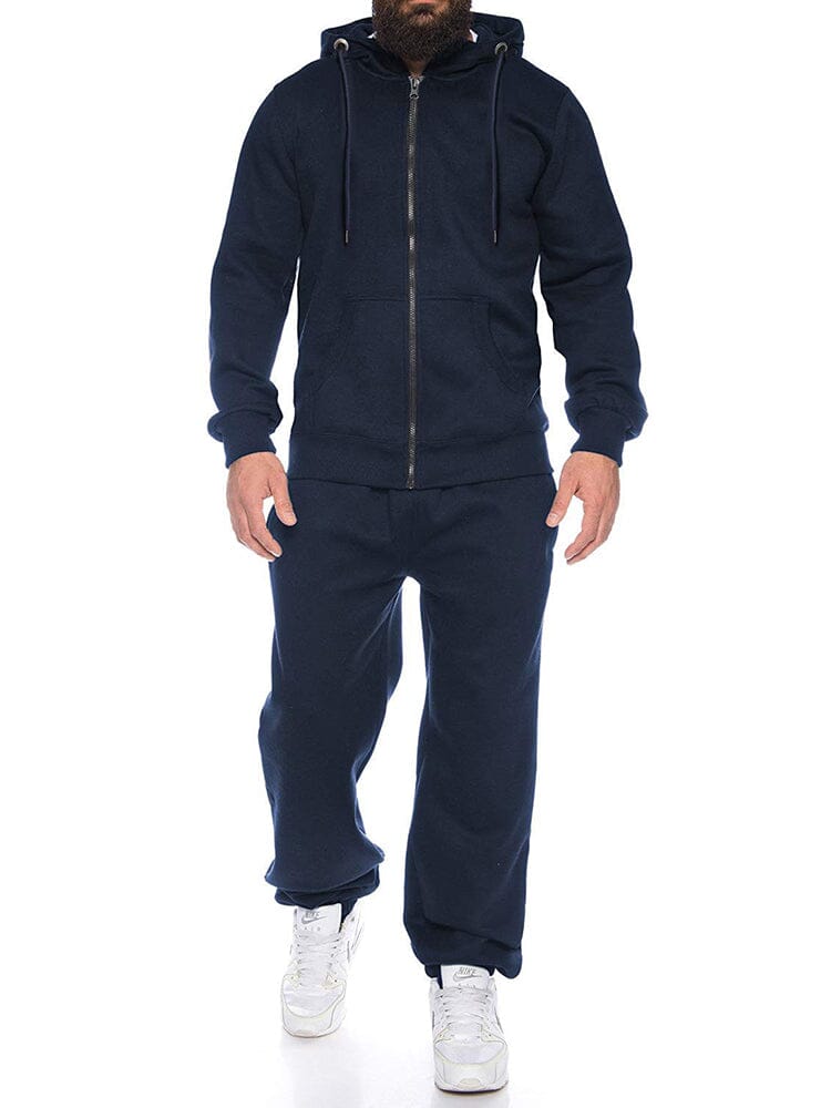 Casual 2-Piece Jogger Set (US Only) Sports Set coofandy Navy Blue S 