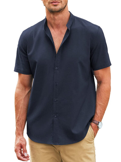 Classic Fit Linen Blend Shirt (US Only) Shirts coofandy Navy Blue S 