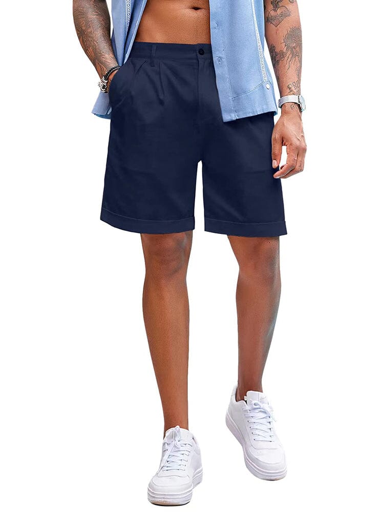 Classic Solid Linen Shorts (US Only) Shorts coofandy Navy Blue S 