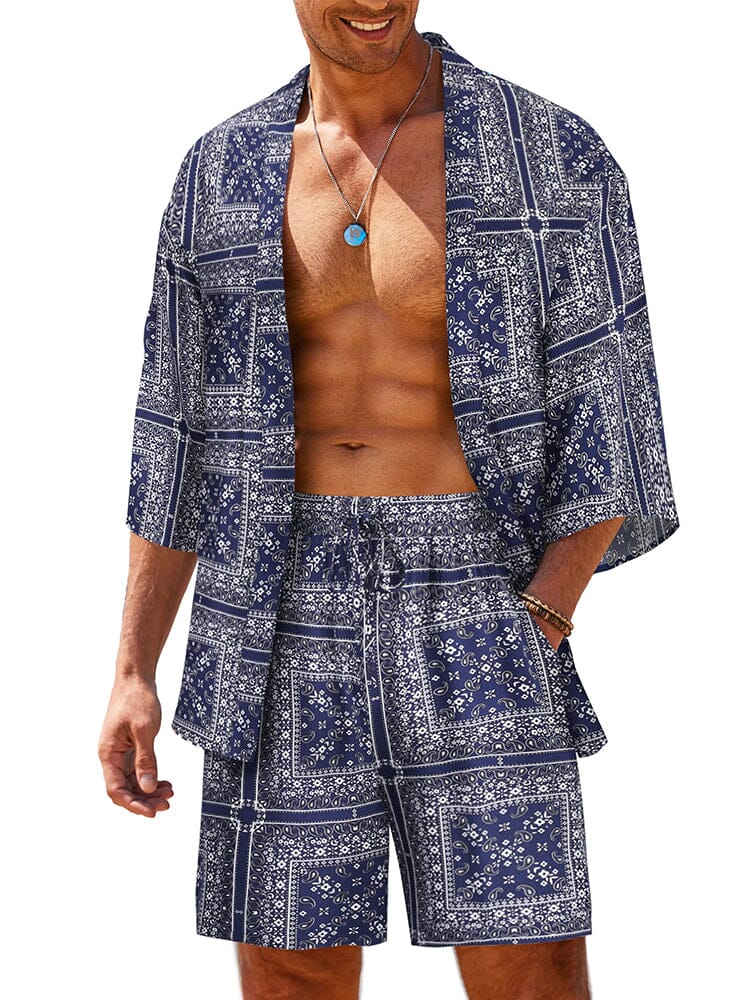 Casual Hawaiian Shirt Set (US Only) Beach Sets coofandy PAT3 S 