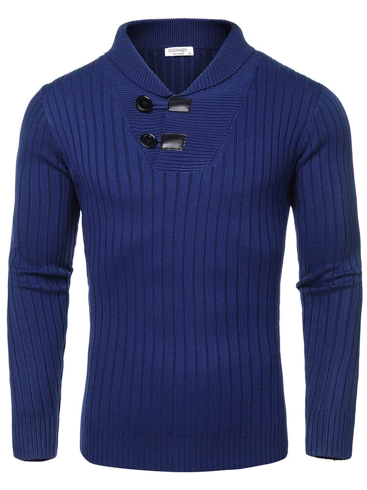 Stylish Shawl Collar Pullover Sweater (US Only) Sweater coofandy Navy Blue S 