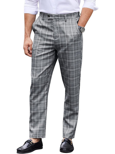 Casual Plaid Suit Pants (US Only) Pants coofandy Navy Blue S 