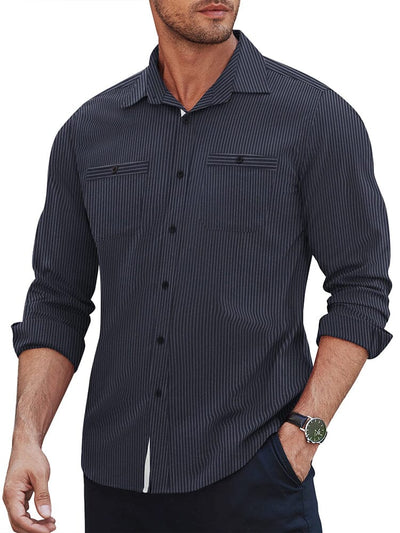 Cozy Soft Button Shirt (US Only) Shirts coofandy Navy Stripe S 