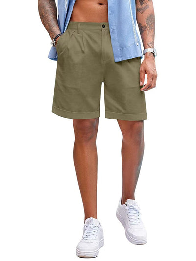 Classic Solid Linen Shorts (US Only) Shorts coofandy Olive Green S 